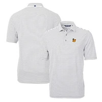 Men's Cutter & Buck Gray Baylor Bears Throwback Logo Virtue Eco Pique Stripe Recycled Polo
