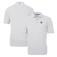 Men's Cutter & Buck Gray Baylor Bears Throwback Logo Virtue Eco Pique Stripe Recycled Polo