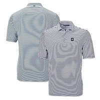 Men's Cutter & Buck Navy Georgetown Hoyas Throwback Logo Virtue Eco Pique Stripe Recycled Polo