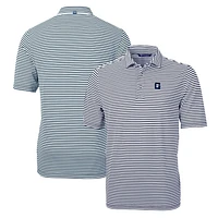Men's Cutter & Buck Navy Georgetown Hoyas Throwback Logo Virtue Eco Pique Stripe Recycled Polo