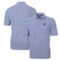 Men's Cutter & Buck Royal Illinois Fighting Illini Throwback Logo Virtue Eco Pique Stripe Recycled Polo