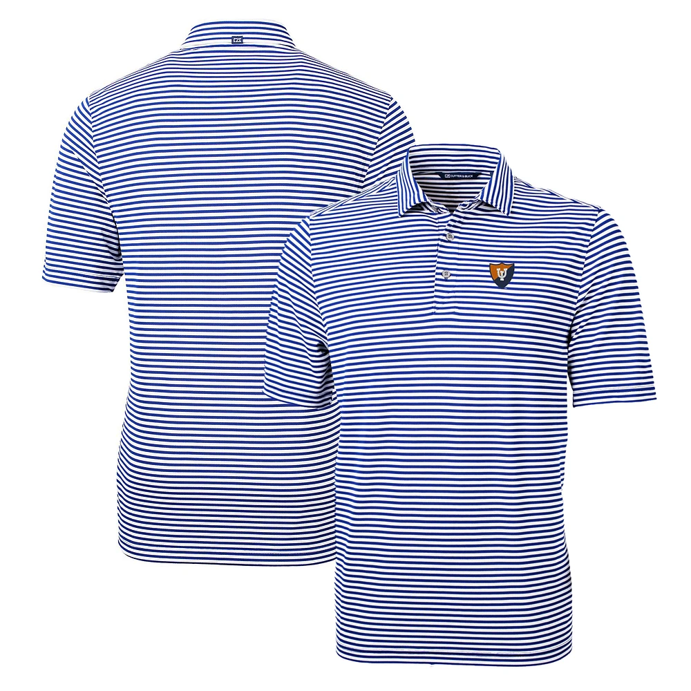 Men's Cutter & Buck Royal Illinois Fighting Illini Throwback Logo Virtue Eco Pique Stripe Recycled Polo