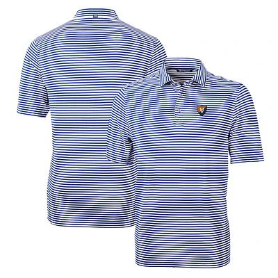 Men's Cutter & Buck Royal Illinois Fighting Illini Throwback Logo Virtue Eco Pique Stripe Recycled Polo