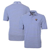 Men's Cutter & Buck Royal Illinois Fighting Illini Throwback Logo Virtue Eco Pique Stripe Recycled Polo