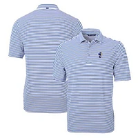 Men's Cutter & Buck Kansas Jayhawks Throwback Logo Virtue Eco Pique Stripe Recycled Polo
