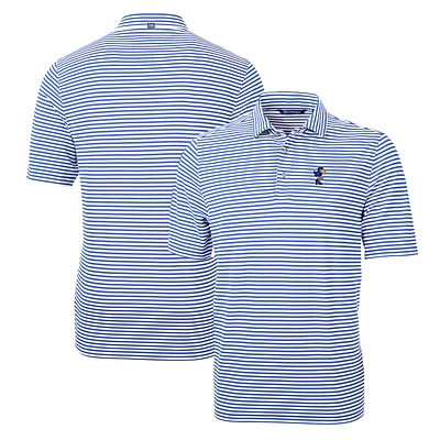 Men's Cutter & Buck Kansas Jayhawks Throwback Logo Virtue Eco Pique Stripe Recycled Polo