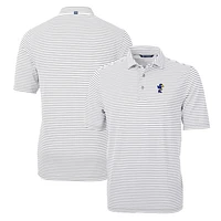 Men's Cutter & Buck Kansas Jayhawks Throwback Logo Virtue Eco Pique Stripe Recycled Polo
