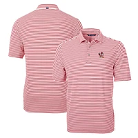 Men's Cutter & Buck Red Louisville Cardinals Throwback Logo Virtue Eco Pique Stripe Recycled Polo