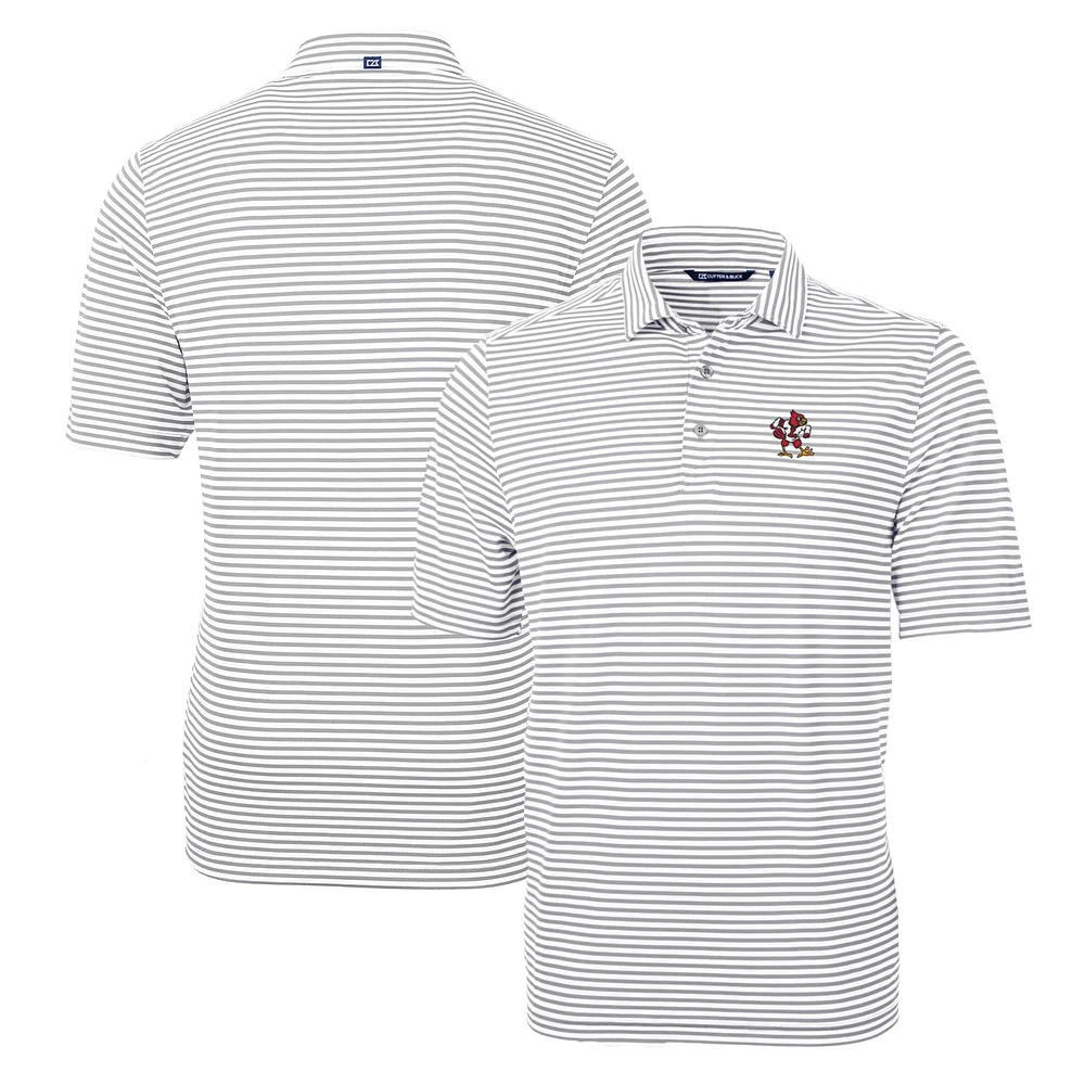 Men's Cutter & Buck Louisville Cardinals Throwback Logo Virtue Eco Pique Stripe Recycled Polo