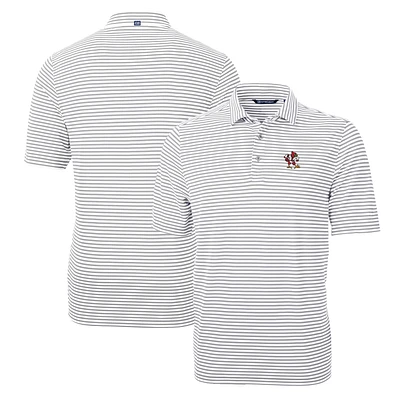 Men's Cutter & Buck Louisville Cardinals Throwback Logo Virtue Eco Pique Stripe Recycled Polo