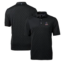 Men's Cutter & Buck Black Delaware Fightin' Blue Hens Virtue Eco Pique Tile Recycled Polo