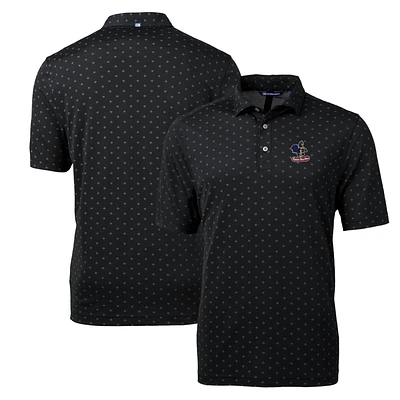 Men's Cutter & Buck Black Delaware Fightin' Blue Hens Virtue Eco Pique Tile Recycled Polo