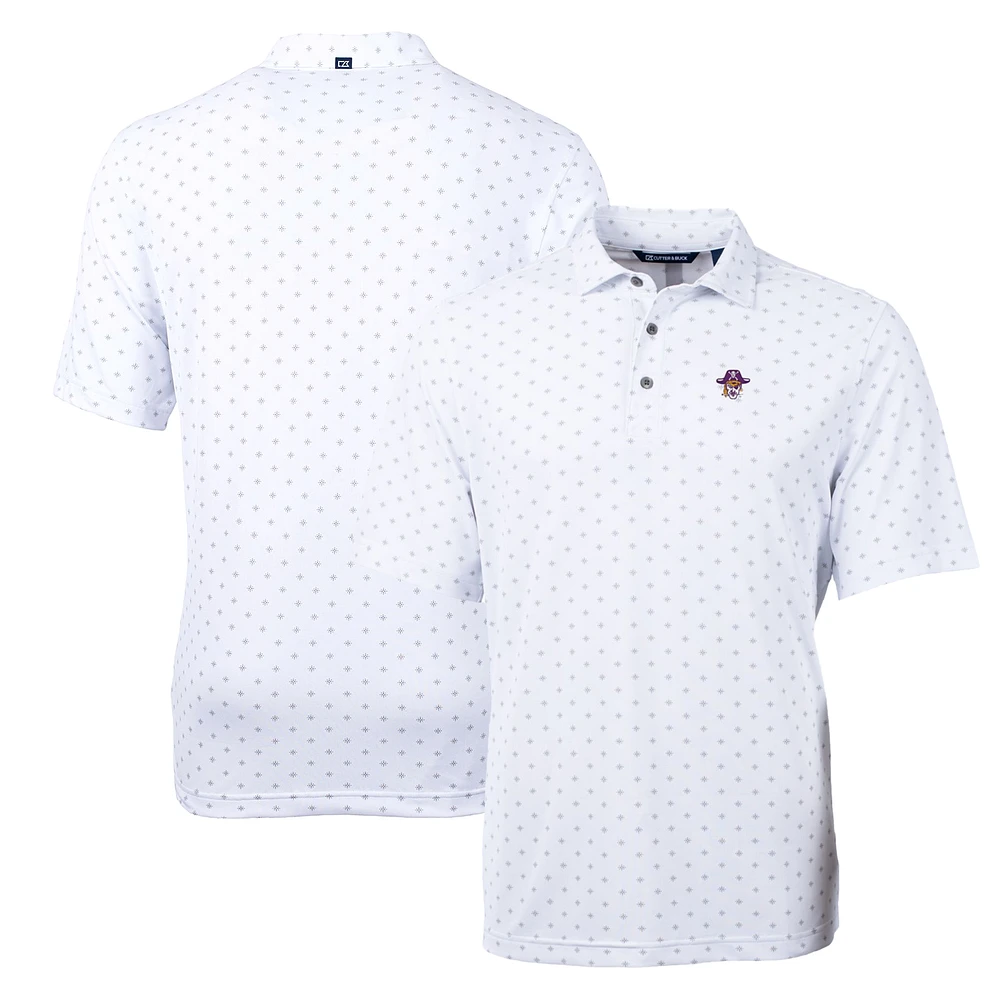 Men's Cutter & Buck White ECU Pirates Virtue Eco Pique Tile Recycled Polo