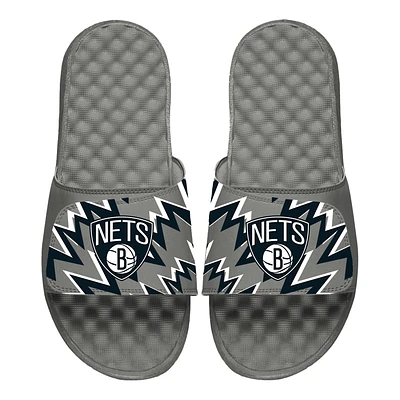 ISlide Gray Brooklyn Nets High Energy Slide Sandals