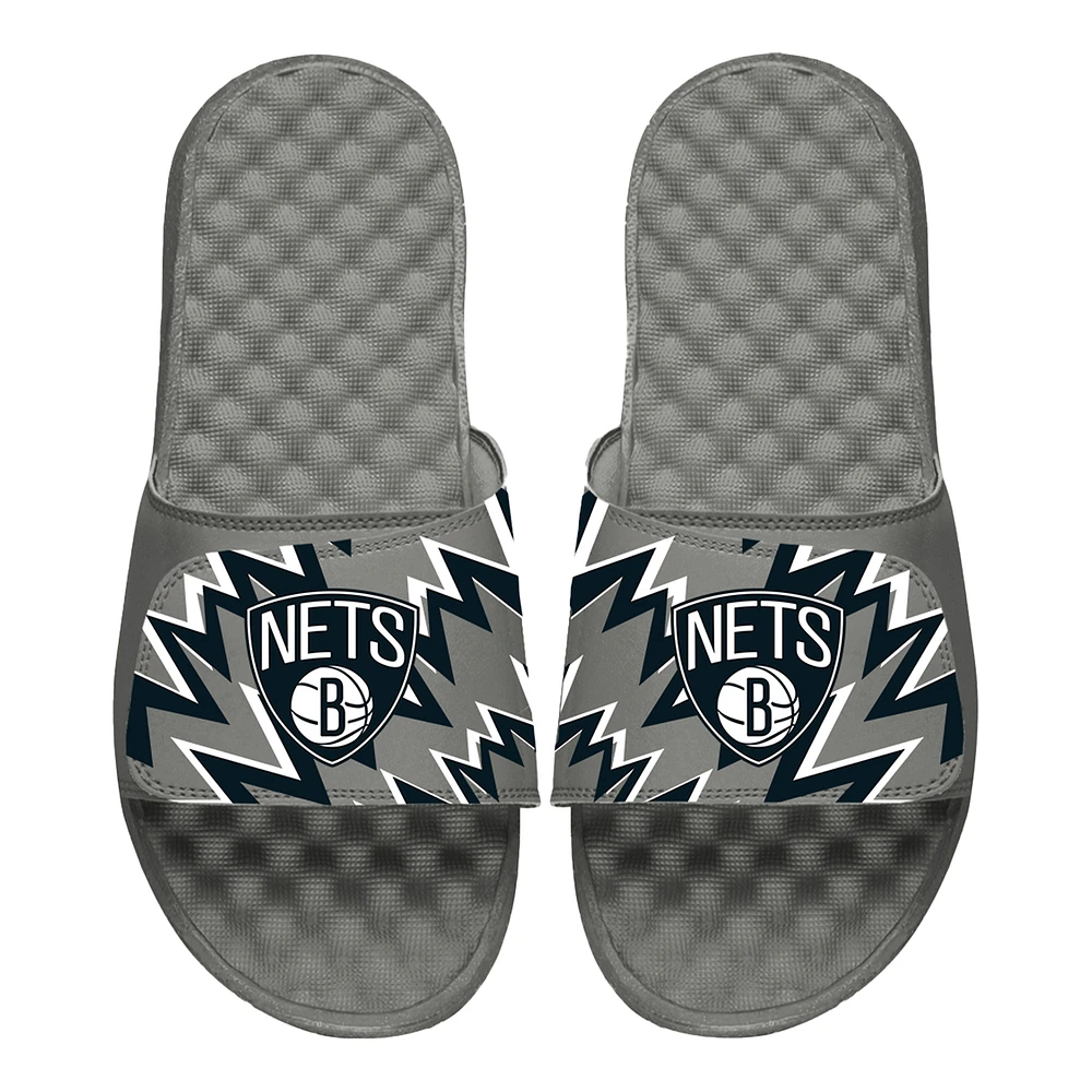 Youth ISlide Gray Brooklyn Nets High Energy Slide Sandals