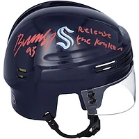 Andre Burakovsky Seattle Kraken Autographed Navy Mini Helmet with with "Release the Kraken" Inscription