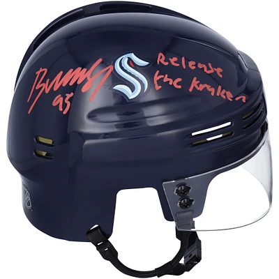 Andre Burakovsky Seattle Kraken Autographed Navy Mini Helmet with with "Release the Kraken" Inscription