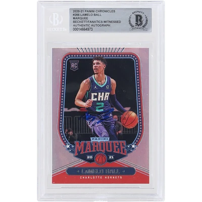 LaMelo Ball Charlotte Hornets Autographed 2020-21 Panini Chronicles Marquee #266 Beckett Fanatics Witnessed Authenticated Rookie Card
