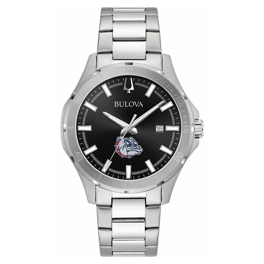 Men's Bulova Black Gonzaga Bulldogs Stainless Steel Classic Sport Watch