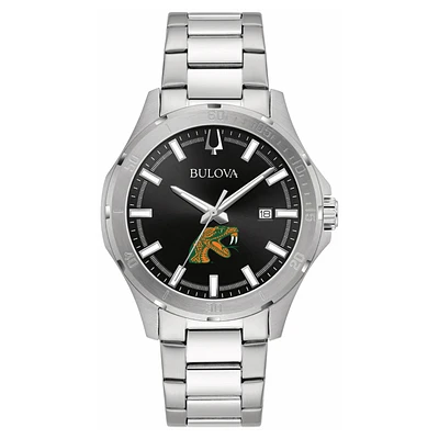Men's Bulova Black Florida A&M Rattlers Stainless Steel Classic Sport Watch