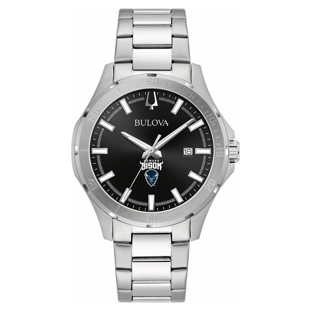 Men's Bulova Black Howard Bison Stainless Steel Classic Sport Watch