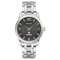 Men's Bulova Black UConn Huskies Stainless Steel Corporate Collection Watch