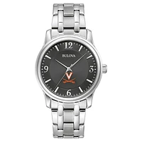 Men's Bulova Black Virginia Cavaliers Stainless Steel Corporate Collection Watch