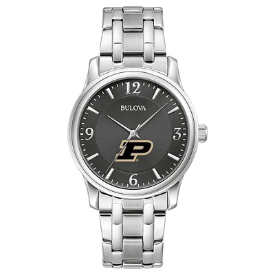 Men's Bulova Black Purdue Boilermakers Stainless Steel Corporate Collection Watch