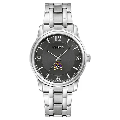Men's Bulova Black ECU Pirates Stainless Steel Corporate Collection Watch