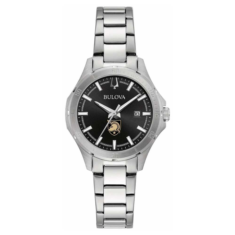 Women's Bulova Black Army Black Knights Stainless Steel Sport Classic Watch