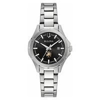Women's Bulova Black Army Black Knights Stainless Steel Sport Classic Watch