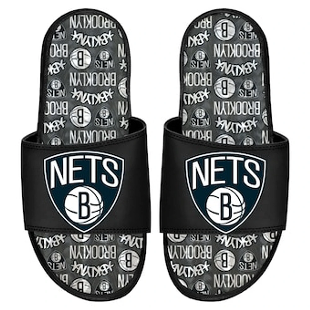 Youth ISlide Brooklyn Nets Team Pattern Gel Slide Sandals