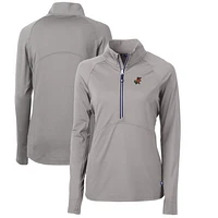 Women's Cutter & Buck Gray Florida Gators Adapt Eco Knit Stretch Recycled Half-Zip Pullover Top