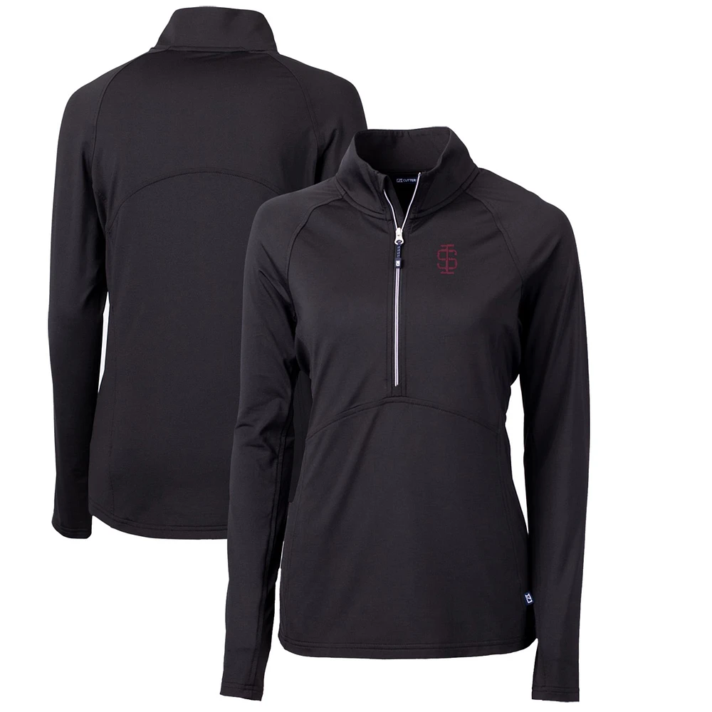 Women's Cutter & Buck Southern Illinois Salukis Adapt Eco Knit Stretch Recycled Half-Zip Pullover Top