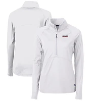 Women's Cutter & Buck White Texas Tech Red Raiders Adapt Eco Knit Stretch Recycled Half-Zip Pullover Top