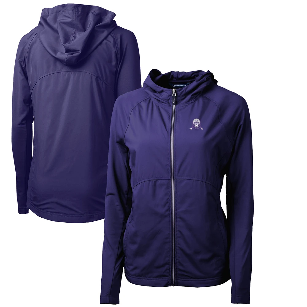 Women's Cutter & Buck Northwestern Wildcats Adapt Eco Knit Hybrid Recycled Full-Zip Hoodie