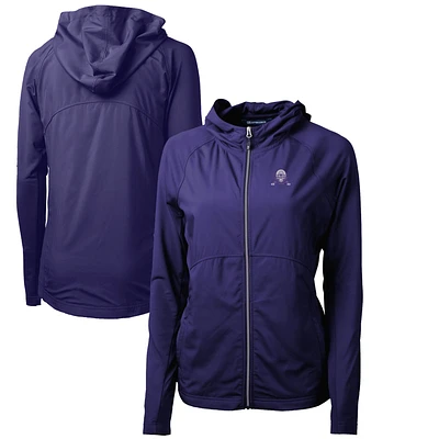 Women's Cutter & Buck Northwestern Wildcats Adapt Eco Knit Hybrid Recycled Full-Zip Hoodie