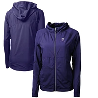 Women's Cutter & Buck Northwestern Wildcats Adapt Eco Knit Hybrid Recycled Full-Zip Hoodie