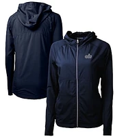 Women's Cutter & Buck Navy Old Dominion Monarchs Adapt Eco Knit Hybrid Recycled Full-Zip Hoodie