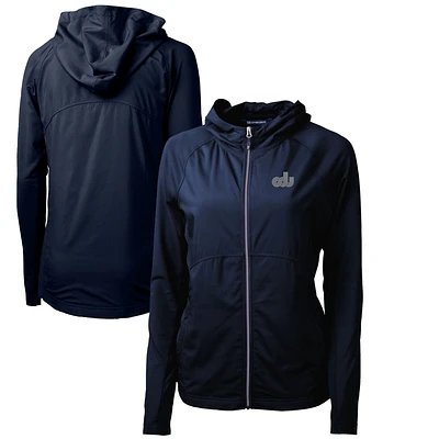 Women's Cutter & Buck Navy Old Dominion Monarchs Adapt Eco Knit Hybrid Recycled Full-Zip Hoodie