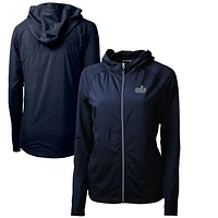 Women's Cutter & Buck Navy Old Dominion Monarchs Adapt Eco Knit Hybrid Recycled Full-Zip Hoodie