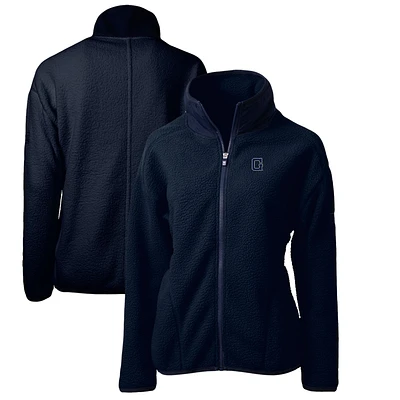 Women's Cutter & Buck Navy Georgetown Hoyas Cascade Eco Sherpa Full-Zip Fleece Jacket