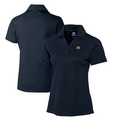 Women's Cutter & Buck Navy Michigan Wolverines CB DryTec Genre Textured Solid Polo