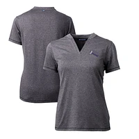 Women's Cutter & Buck Heather Charcoal Stephen F Austin Lumberjacks Forge Stretch Blade V-Neck Top