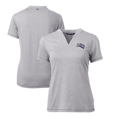 Women's Cutter & Buck Heather Gray Stephen F Austin Lumberjacks Forge Stretch Blade V-Neck Top