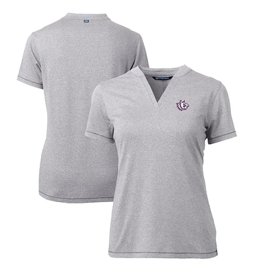 Women's Cutter & Buck Heather Gray TCU Horned Frogs Forge Stretch Blade V-Neck Top