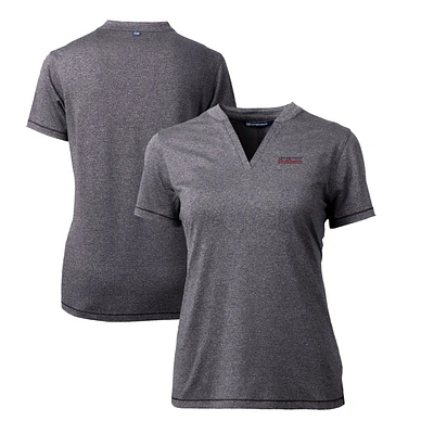 Women's Cutter & Buck Heather Charcoal Texas Tech Red Raiders Forge Stretch Blade V-Neck Top