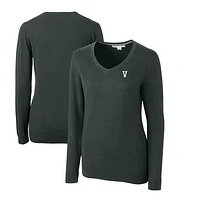 Women's Cutter & Buck Heather Charcoal Villanova Wildcats Lakemont Tri-Blend V-Neck Pullover Sweater