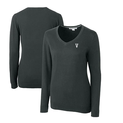 Women's Cutter & Buck Heather Charcoal Villanova Wildcats Lakemont Tri-Blend V-Neck Pullover Sweater