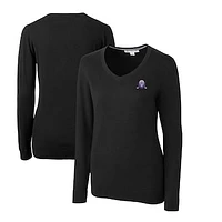 Women's Cutter & Buck Black Northwestern Wildcats Lakemont Tri-Blend V-Neck Pullover Sweater